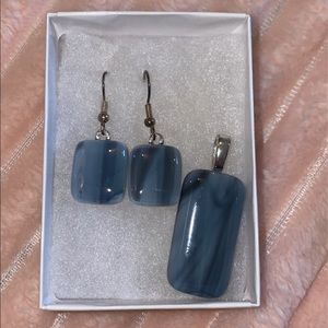 Glass pendant and earring set